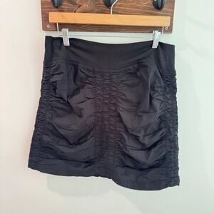 XCVI Wearables Core Short Ruched Trace Mini Skirt Black Cotton Stretch Large